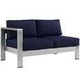 thumbnail image 1 of Modway Shore Fabric Aluminum Outdoor Patio Left Arm Loveseat in Silver/Navy, 1 of 4