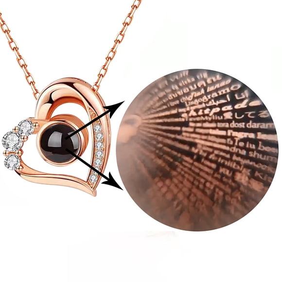 ABPWLY Heart Projection Necklace -I Love You- In 100 Languages Cubic-Zirconia Romantic Gift Necklace for Women Gril Wonderful Gift Clearance Chain Necklace Canada Days Necklaces Necklaces for Women