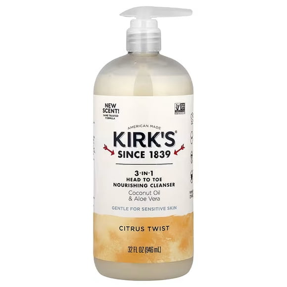 Kirk's , Nettoyant Nourrissant 3-en-1 de la Tête aux Pieds, Torsion aux Agrumes, 32 fl oz (946 ml)