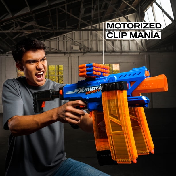 XSHOT Insanity Motorized Clip Mania by ZURU Outdoor Blaster with