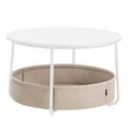 thumbnail image 1 of VASAGLE Coffee Table with Storage, Round Center Table for Living Room with Fabric Basket, Modern Style, Metal Frame, Matte White and Camel Brown, 1 of 6