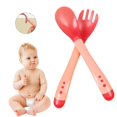 thumbnail image 2 of Less Than 5 Tableware Baby Spoons and Forks Feeding Set 2 Pack Soft Silicone Tip Heat Sensitive Toddler Utensils First Stage for Self Feeding Baby Heat Spoon Kit Multi Color Infant Spoons, 2 of 9