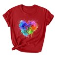 thumbnail image 1 of Pisexur Hauts pour Femmes T-Shirts LGBT Pride Mode Coloré Teinture sur Nœuds Cœur T-Shirt Graphique Hauts Décontractés Col Rond Manches Courtes Blouses Amples T-Shirts Inspirants Amour et Égalité T-Shirts Été Confortables Basiques, 1 of 1