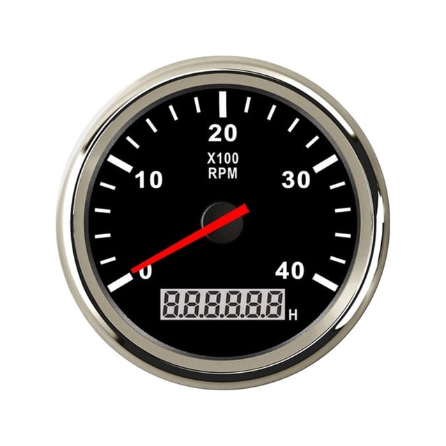 Car Boat Tachometer Gauge LCD Hour Meter 0-3000 4000 6000 RPM Tacho Sensor Marine Tacho Meters 12V/24V Red Backlight ,Easy to Calibrate
