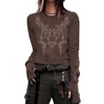 thumbnail image 1 of Fortune T-Shirts Goth pour Femmes à Manches Longues, Coupe Ajustée, Court, T-Shirts Vintage, 1 of 4