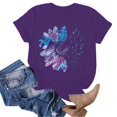thumbnail image 3 of WEIYLL T-Shirts pour Femmes Imprimé Lettre Manches Courtes Col Rond Violet Foncé Tailles TTTG, 3 of 4