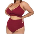 thumbnail image 2 of EGNMCR Bikini Set Women Plus Size Fashion Solid Swimsuit Bikini Set Two Piece Suit, 2 of 5