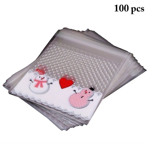 100PCS Christmas Treat Bags Creative Patterns Cookie Bags Candy Treat Bags