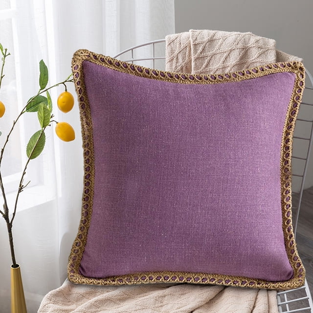 Fridja Purple Couch Pillow Covers 18x18 Inch, Soft Solid Color Retro Decorative Square Lightweight Practical Throw Pillow Covers Farmhouse for Sofa Living Room Bed