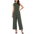 thumbnail image 1 of Unique Bargains Women's Sleeveless Button Front Jumpsuit, Khaki, 1 of 8