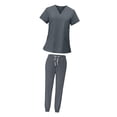 thumbnail image 4 of Nursing Scrub Set Nurse Work Clothes Short Sleeves Soft Top and Pants Outfit for S, 4 of 9