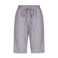 thumbnail image 4 of Timegard Womens Plus Size Shorts Elastic Waisted Drawstring Lightweight Casual Knee Length Shorts with Pockets, 4 of 5