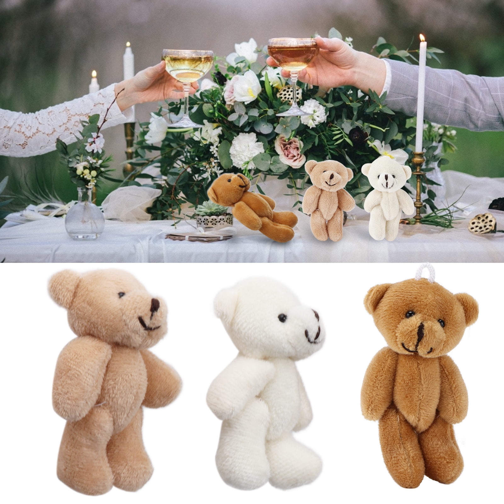 Fyydes Mini Plush Bear,12 Pcs Mini Stuffed Bears Comfortable Soft Cute Mini Teddy Plush Toy For Wedding Birthday Decorations,Mini Stuffed Bears