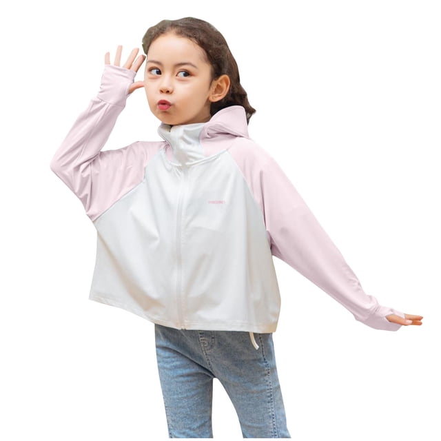 Dealovy Girls Hoodies Sweatshirts Long Sleeve Summer Sun Protection Jackets Full Zip Color Block Baby Clothes