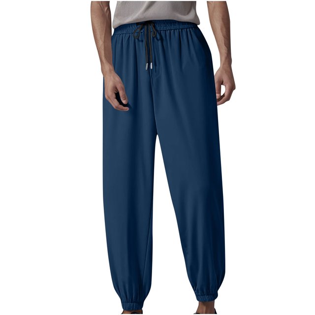 EOYWHK Big and Tall Pants for Men Elastic Waist Drawstring Lightweight Breathable Lounge Sleep Pants ,Sizes M-5XL