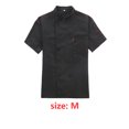 thumbnail image 3 of Chef Coat Short Sleeve with Buttons Pockets Cook Jacket Chic Cooking Work Wear Uniform Costume for Restaurant Hotel Cafe Kitchen Black M, 3 of 7