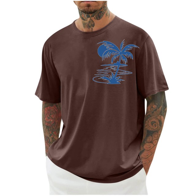 SDNall Shorts pour Hommes Imprimé Col Rond Mode Décontractée Manches Courtes Blouses Chemises Chemises pour Hommes, Tee-Shirts Manches Longues pour Hommes, Chemises Manches Longues pour Hommes