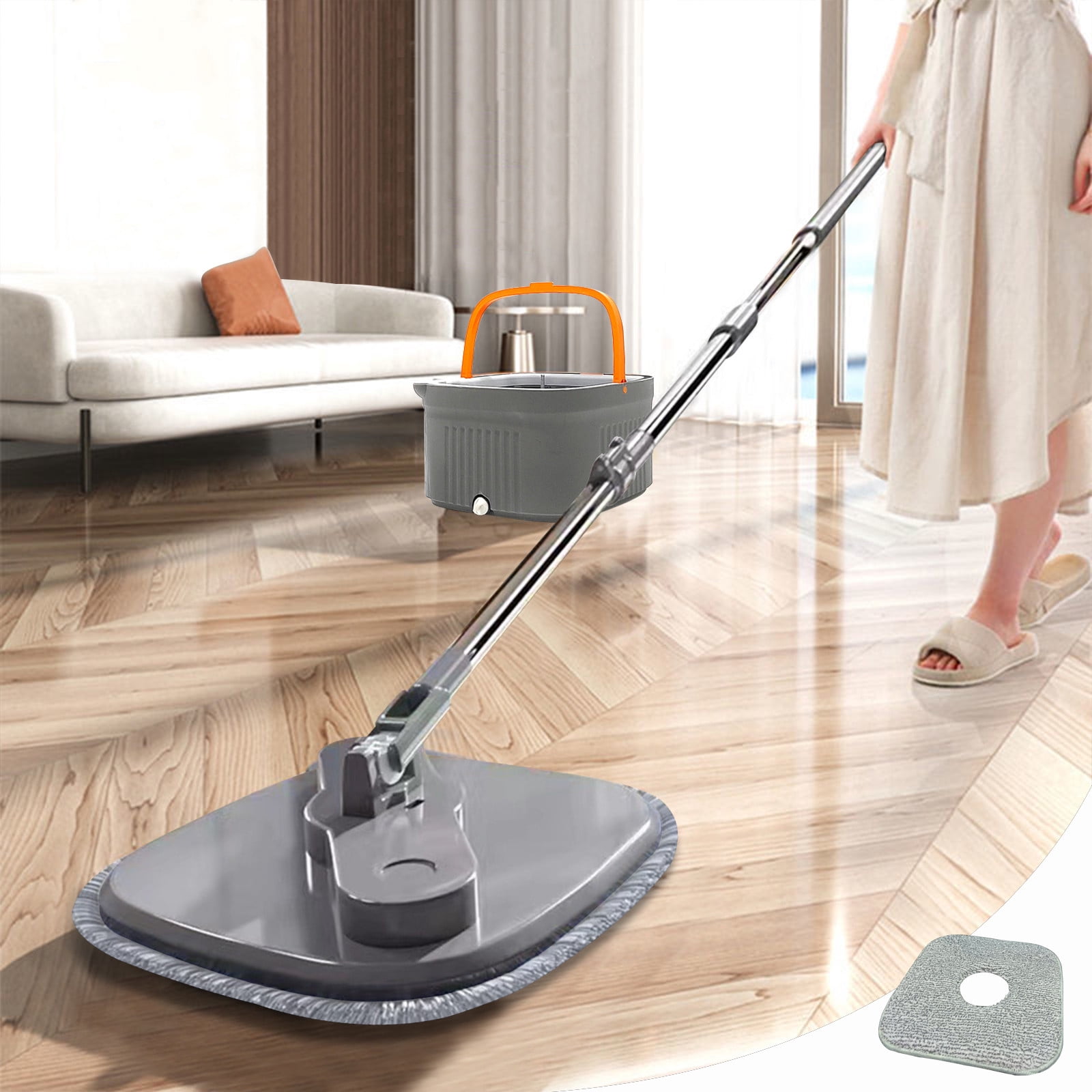 Chmadoxn Dorm Room Essentials, Mop And Bucket With Wringer Set Support Self Separation Sewage And Clean Water Telescopic Stainless-Steel Mop Cleaning Bucket Mop For Floors Kitchen portable mop