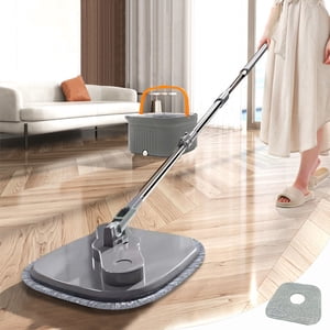 Chmadoxn Salle de dorme Essentiels, Mop et seau avec wringer ensemble support Separation automatique Eaux usées et eau propre télescopique en acier inoxydable Mop nettoyage Seau Mop Pour les planchers Cuisine mop portable