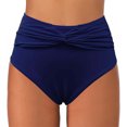 thumbnail image 3 of Pantalon de Bain Plissé à Taille Rayée Uni pour Femme - Bas de Bikini d'Été pour la Plage, 3 of 7