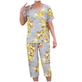 thumbnail image 1 of Pisexur Ensembles de Pyjama pour Femmes 2 Pcs Boho à Imprimé Floral Chemises de Nuit en Coton pour Femmes Décontractées Col Rond T-Shirts à Manches Courtes Hauts et Pantalons de Détente Longueur Genou Pyjamas Grande Taille pour Femmes Ensemble TG-4TG, 1 of 3