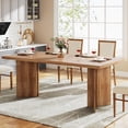 thumbnail image 1 of Tribesigns 63" Dining Table, Rustic Wood Dinner Eating Table for Kitchen, Dining Room, Walnut, 1 of 5