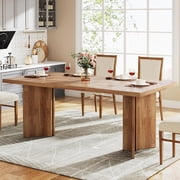 Tribesigns 63" Dining Table, Rustic Wood Dinner Eating Table for Kitchen, Dining Room, Walnut