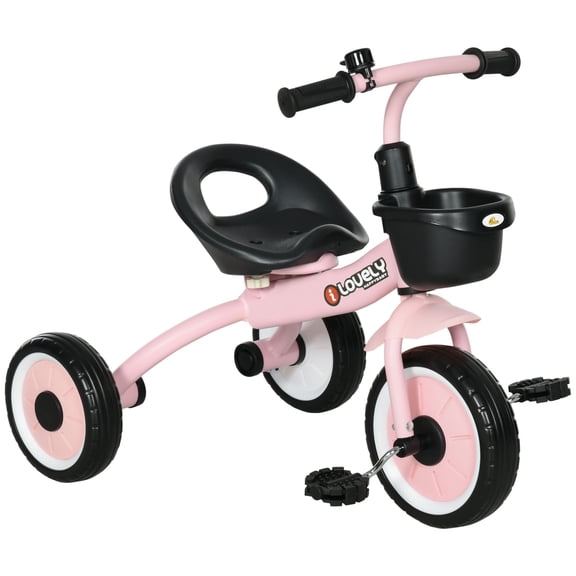 Qaba Tricycle pour Enfants de 2 à 5 Ans, Tricycle pour Tout-Petits avec Siège Ajustable, Rose