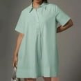thumbnail image 2 of Erwazi Robe Chemise Décontractée d'Été pour Femmes à Manches Courtes, Col en V, Boutonnée, Mini-Robe, Robes T-Shirt, 2 of 9