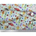 thumbnail image 3 of Soimoi Poly Georgette Fabric Rocket,Planet & Astronaut Cartoon Print Sewing Fabric Yard 52 Inch Wide, 3 of 3
