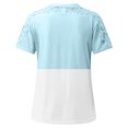 thumbnail image 5 of yoeyez T-Shirts pour Femmes en Dentelle à Manches Courtes Raglan Hauts Décontractés à Col Rond Chandail Mode T-Shirt Uni à Motif Floral Tenues d'Été 2025 Bleu 5TG, 5 of 5