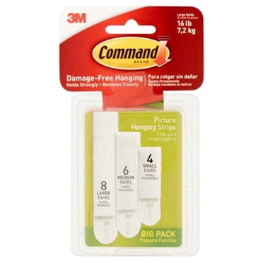 Assortiment de languettes pour cadres Command, blanc, décoration sans dommages, 18 paires