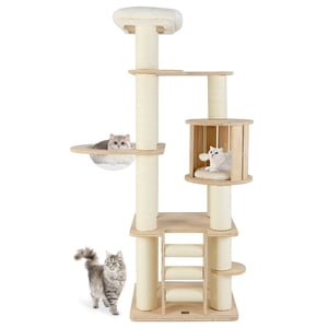 Gymax 71'' Tall Cat Tree w/Cozy Perch Condo Space Postes de scratching de la gélule 4.6''
