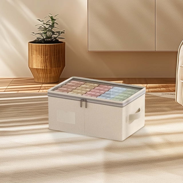 PUREKKI Visible Double Zipper Clothing Storage Box Household Thickening Storage Bag Wardrobe Large Storage Box