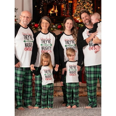 PatPat Family Christmas Pajamas for Kids 2 Piece Long Sleeve Letter Top & Plaid Pants Matching Set Holiday PJs with Socks Loungewear Sleepwear for Toddler Boys Girls 3-4 Years