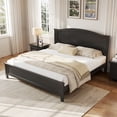 thumbnail image 1 of Noble House Queen Platform Bed with Headboard,Wooden Slat Support Legs,No Box Spring Needed,Black, 1 of 12
