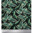 thumbnail image 1 of Soimoi Black polyester Crepe Fabric Cedar Leaves Print Sewing Fabric BTY 42 Inch Wide, 1 of 3