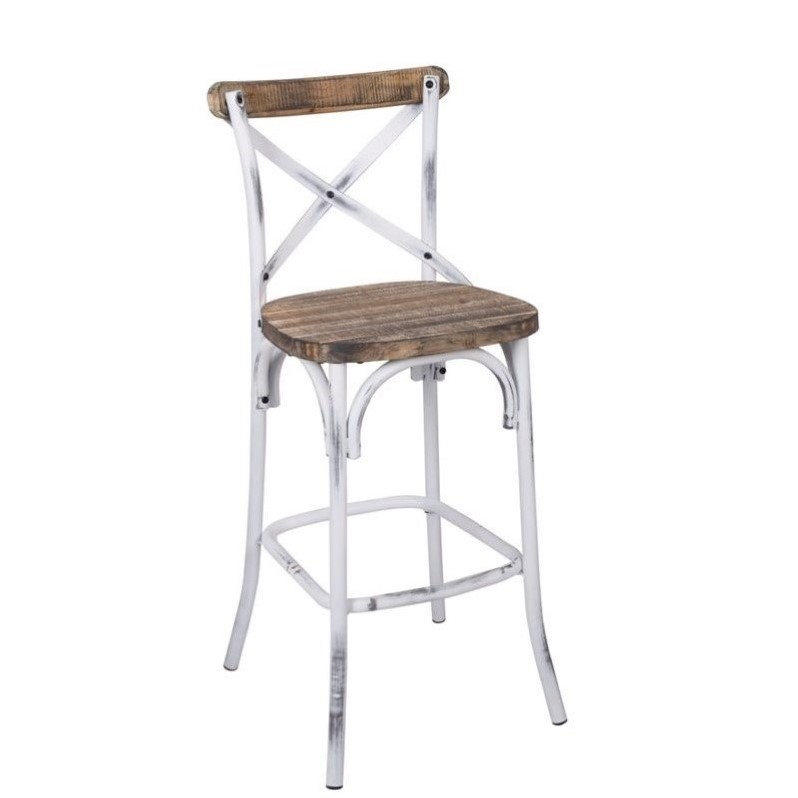 ACME Zaire Bar Stool in Walnut and Antique White