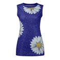 thumbnail image 3 of Leutsin Hauts d'Été pour Femmes Col Rond Imprimé Marguerites Débardeur Sans Manches T-Shirts Blouse Graphique, 3 of 6