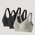 thumbnail image 2 of Amzcrzy 3PC Womens Bras Comfortable Supportive Lift Push up Bra Trendy Solid Color Ribbed Seamless T Shirt Bra M, 2 of 5