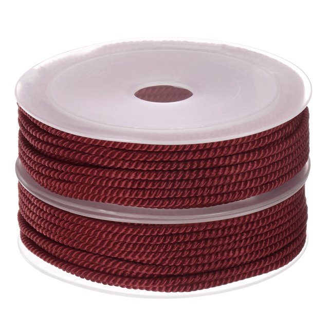 Unique Bargains 2 Pack Twisted Nylon Twine Thread Beading Cord 3mm 7M/23 Feet Extra Strong Braided Nylon String, Dark Red