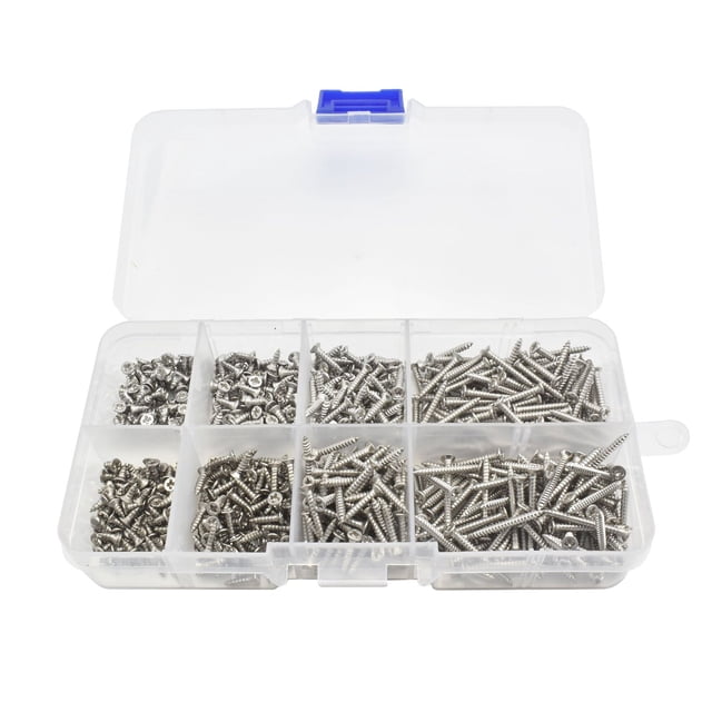 Woodworking Tools - 800 Stainless Steel Screw Sorting Kit with Locking Nut and Wood Thread Nails Set for Precision Fastening and Organized Hardware
