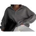 thumbnail image 2 of Pullover Oversize en Tricot pour Femmes Manches Longues Col Rabattu Demi-Fermeture à Glissière Automne Hiver Mode Urbaine, 2 of 4
