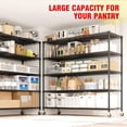 thumbnail image 2 of Commercial Heavy Duty Metal Wire Shelving Unit with Wheels – 5 Adjustable Tiers – 3300 lbs Capacity – Food Service Storage Rack for Industrial, Garage, Kitchen Use – 82.6"H x 59"W, 2 of 8