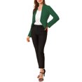 thumbnail image 2 of Blazer de Travail pour Femme Sans Col, Veste de Tailleur Décontractée de Bureau, Blazer Court, P Vert Foncé, 2 of 8