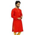 thumbnail image 3 of Atasi Chemise Longue Rouge à Col de Bande en Dupion pour Hommes Vêtements Ethniques-TTTG, 3 of 7
