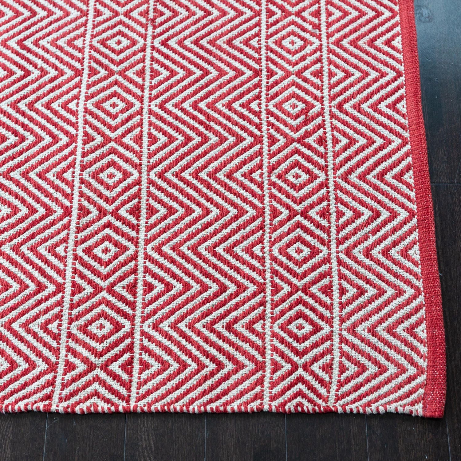 Tapis tissé à plat en coton chevrons Fabstyles pour salon, couloir