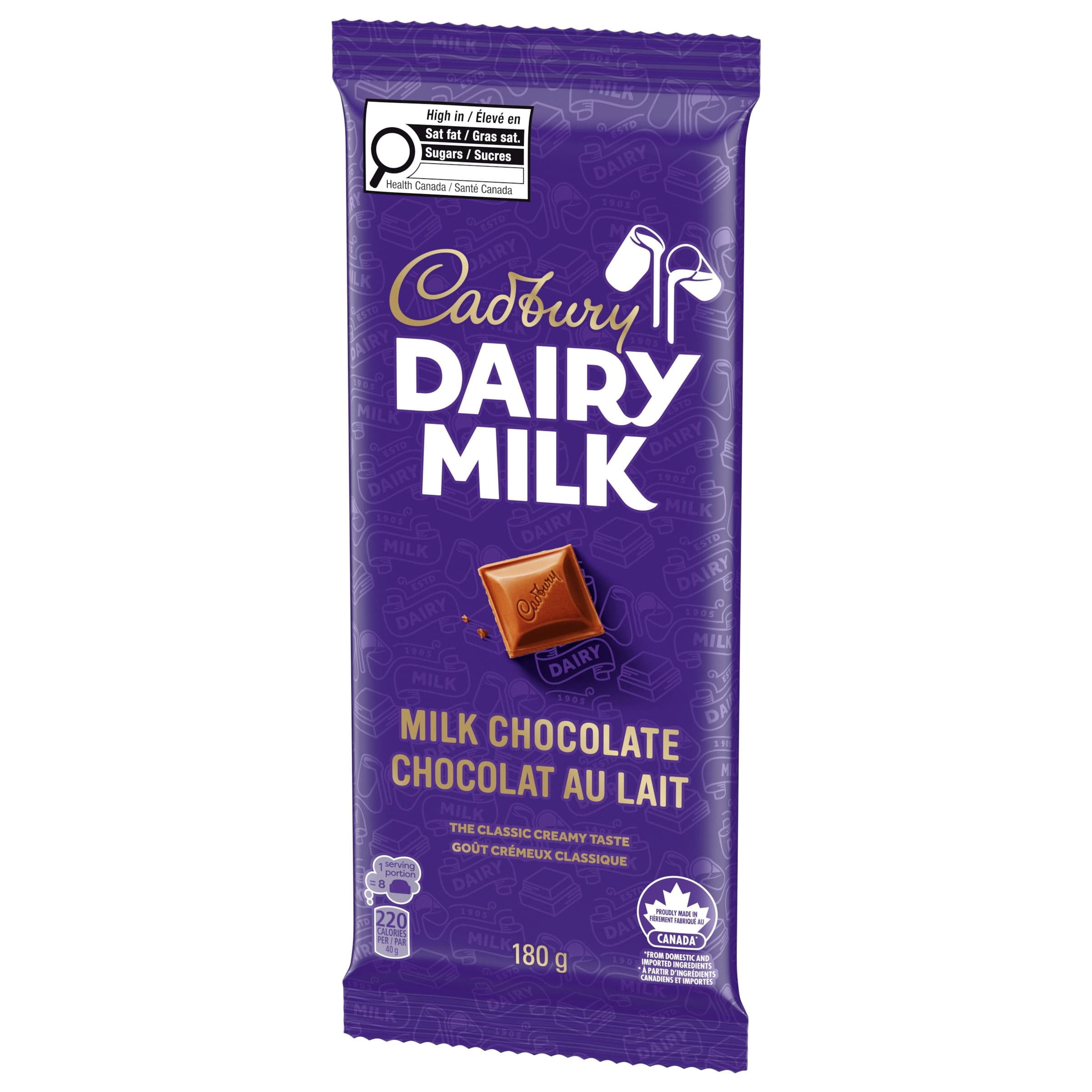 CADBURY DAIRY MILK, Milk Chocolate Bar, Milk Chocolate, CADBURY Chocolate Bar, 180 g