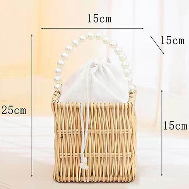Xingzhi Rattan Handbag for Women Bucket Bag Top Handle Purse for Summer Beach Square