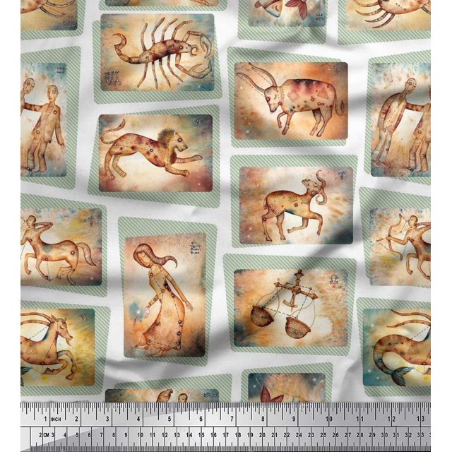Soimoi Poly Georgette Tissu Signe du Zodiaque Patchwork Décor Tissu Imprimé Yard 52 Pouces de Large